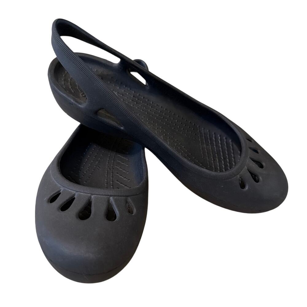 Crocs Kadee Slingback Slip On Ballet Flats Women's Size 8 Black Pool Summer